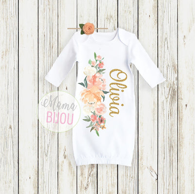 Newborn Girl Floral Gown - Mama Bijou