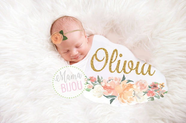 Peach Floral Baby Girl Romper - Mama Bijou